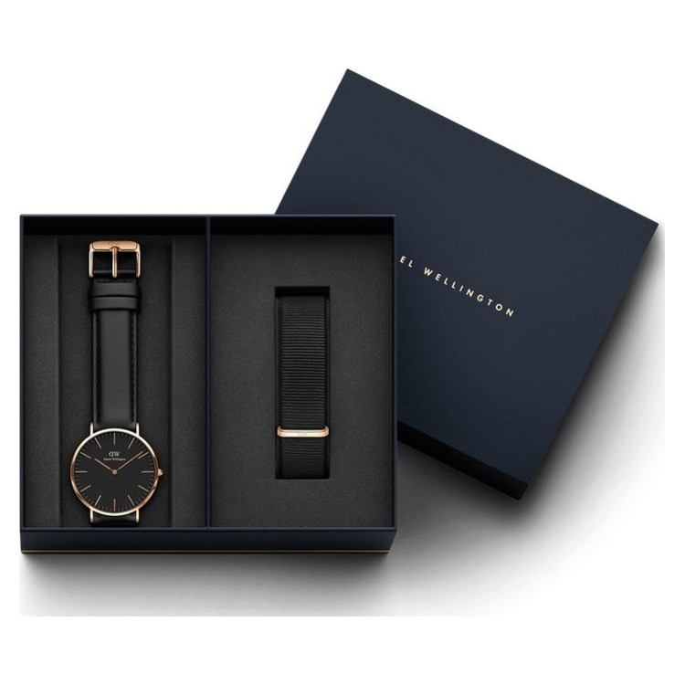 Daniel Wellington Classic Black Sheffield 40mm + Cornwall ремешок